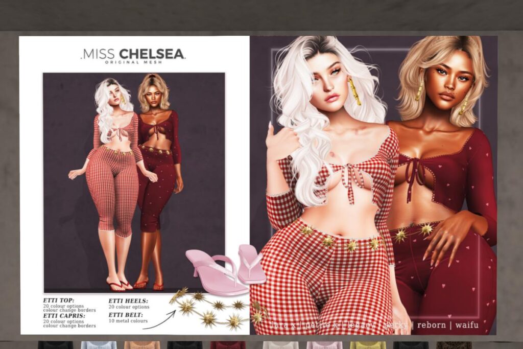 Etti Top, Capris, Heels and Belt - Legacy/MaitreyaX/Reborn/+mods, L$250 each/L$500-L$ᒙ each FP/L$2999 MP