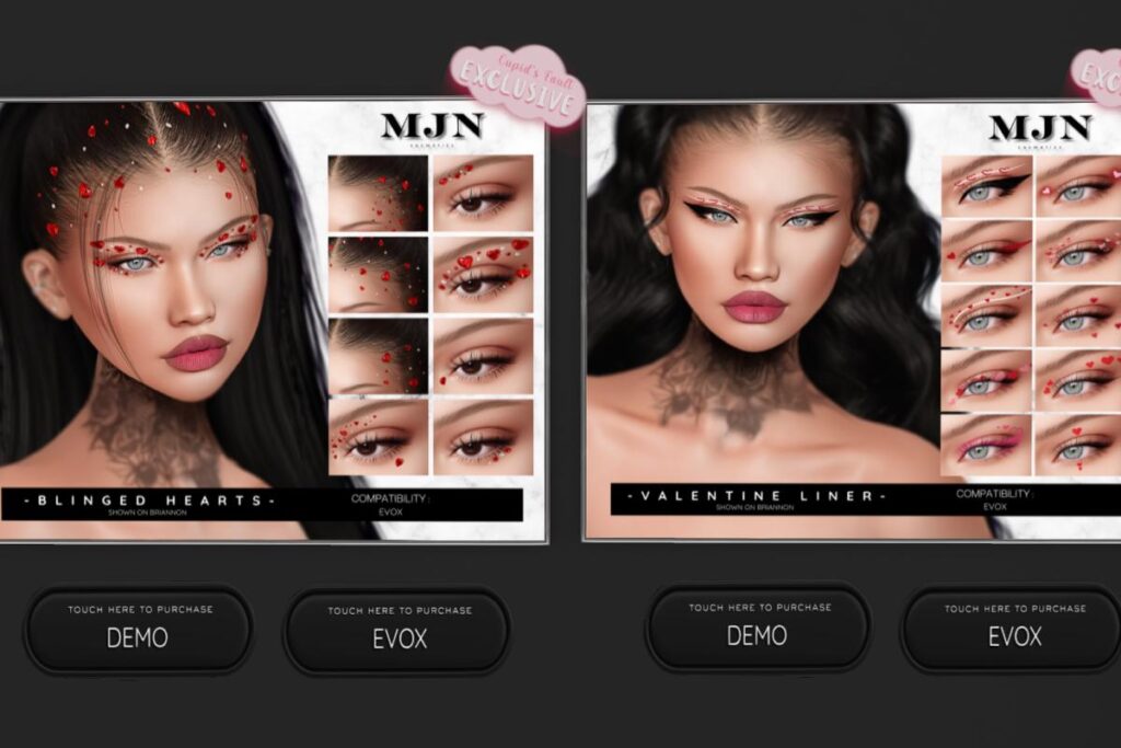 Blinged Hearts &amp; Valentine Eyeliner - EvoX, L$249 each