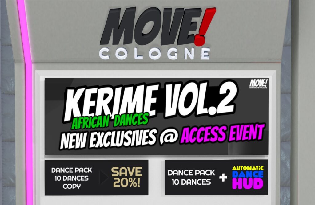 Kerime Vol. 2 Dance Animations, L$300 each/L$2399 FP/L$3199 FP w/HUD