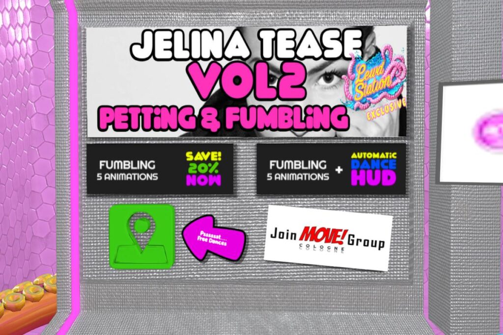 Jelina Tease Animations, L$300 each/L$1199 FP