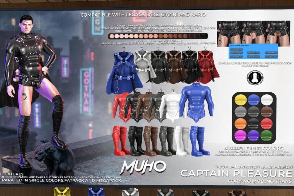 Captain Pleasure - Gianni/Jake/Kario/Legacy Male, L$149-L$189 each/L$899-L$1099 each FP/L$1999 MP