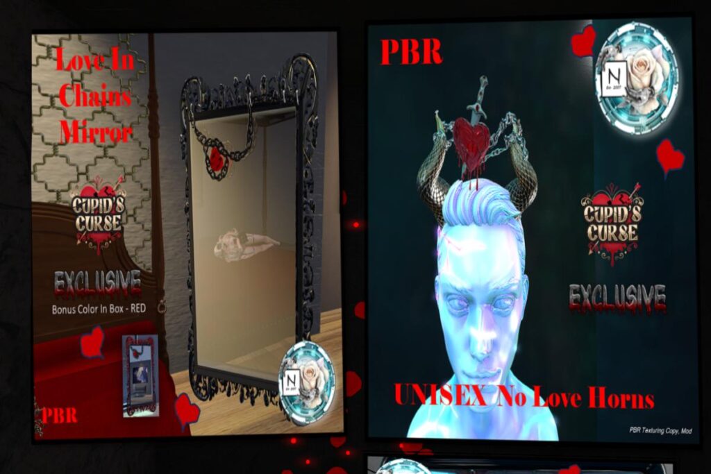 Love In Chains Mirror, L$169 | No Love Horns, L$169