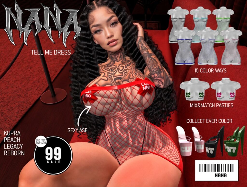 Tell Me Dress - Inithium/Legacy/Peach/Reborn	<a href="http://maps.secondlife.com/secondlife/Pomiciona/58/207/2240" target="_blank">Teleport</a>