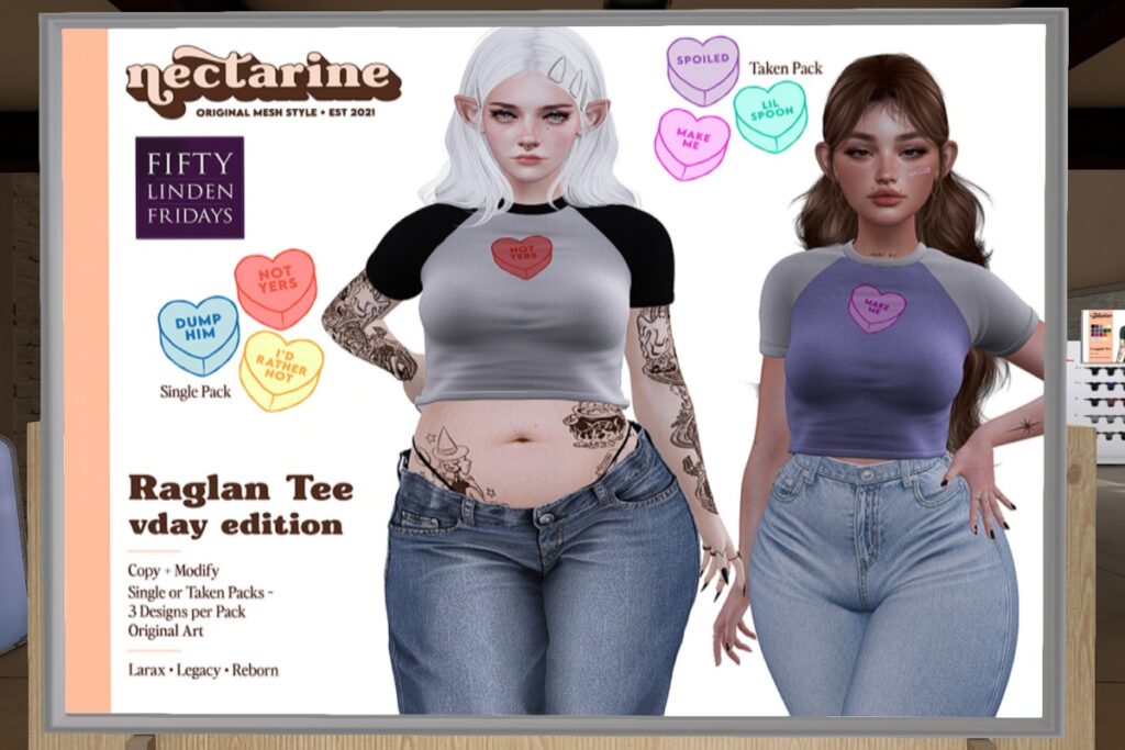 Raglan Tee - Legacy/MaitreyaX/Reborn	<a href="http://maps.secondlife.com/secondlife/Imogen/147/240/1313" target="_blank">Teleport</a>