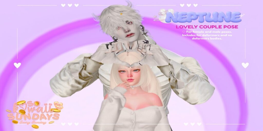Lovely Couples Pose	<a href="http://maps.secondlife.com/secondlife/The%20Venue/170/135/21" target="_blank">Teleport</a>