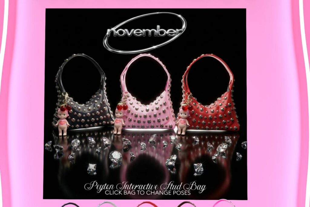 Peyton Stud Bag, L$299 each/L$999 FP