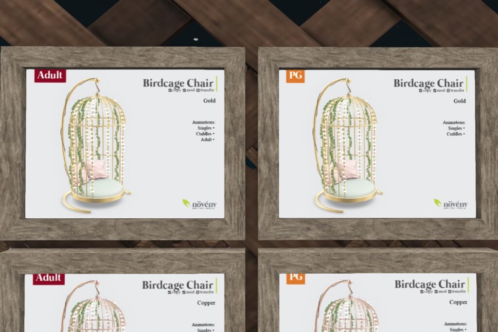 Birdcage Chair A/PG	<a href="http://maps.secondlife.com/secondlife/BigBang/153/191/1501" target="_blank">Teleport</a>