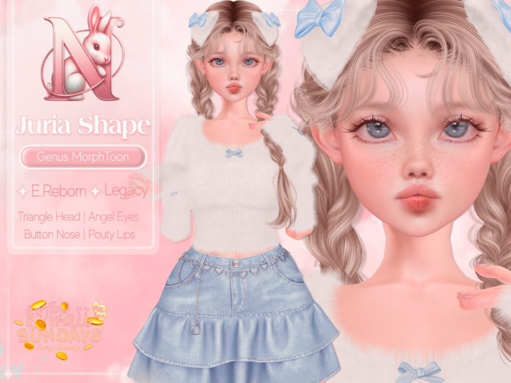 Juria Shape - Genus MorphToon/Legacy/Reborn	<a href="http://maps.secondlife.com/secondlife/Dolcenotte/98/140/1769" target="_blank">Teleport</a>