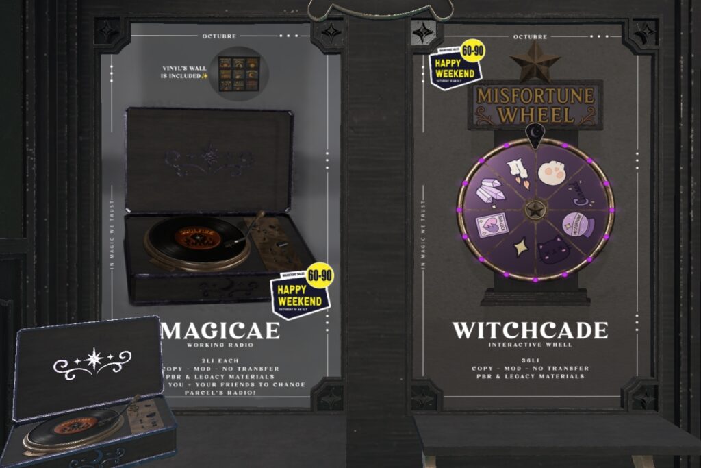 Magicae Vinyl | Witchcade Misfortune Wheel	<a href="http://maps.secondlife.com/secondlife/Mellor/95/70/26" target="_blank">Teleport</a>