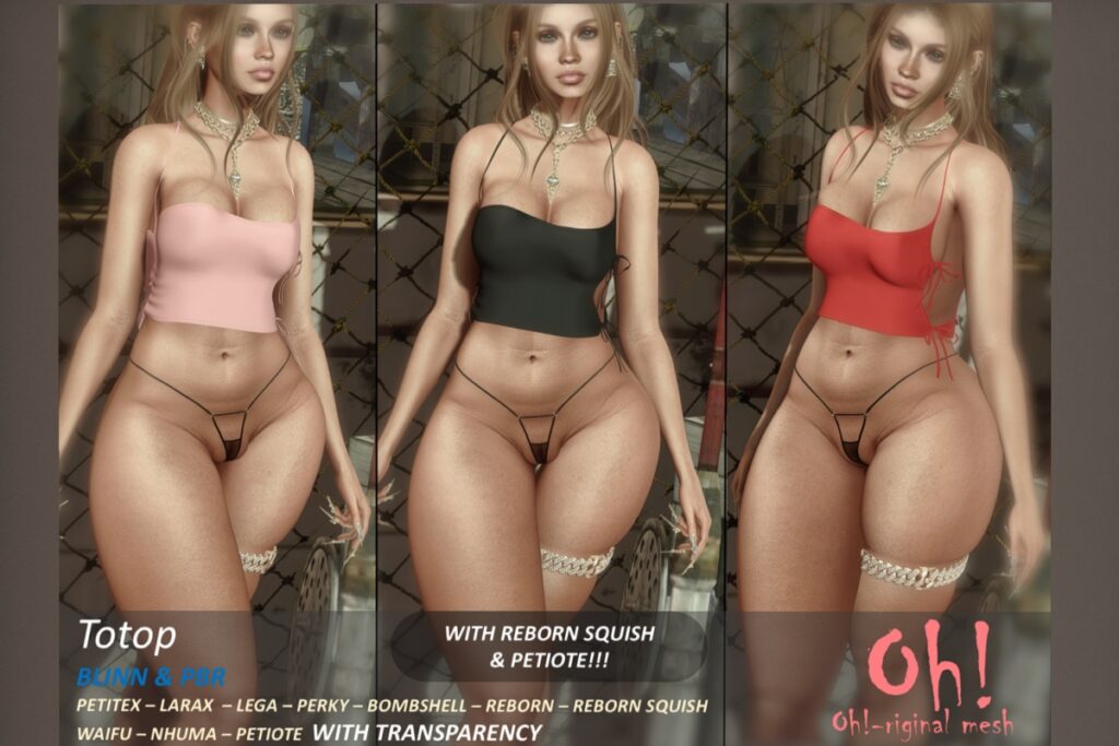 Totop Outfit - Legacy/MaitreyaX/Reborn/+mods, L$699 each/L$1999 FP