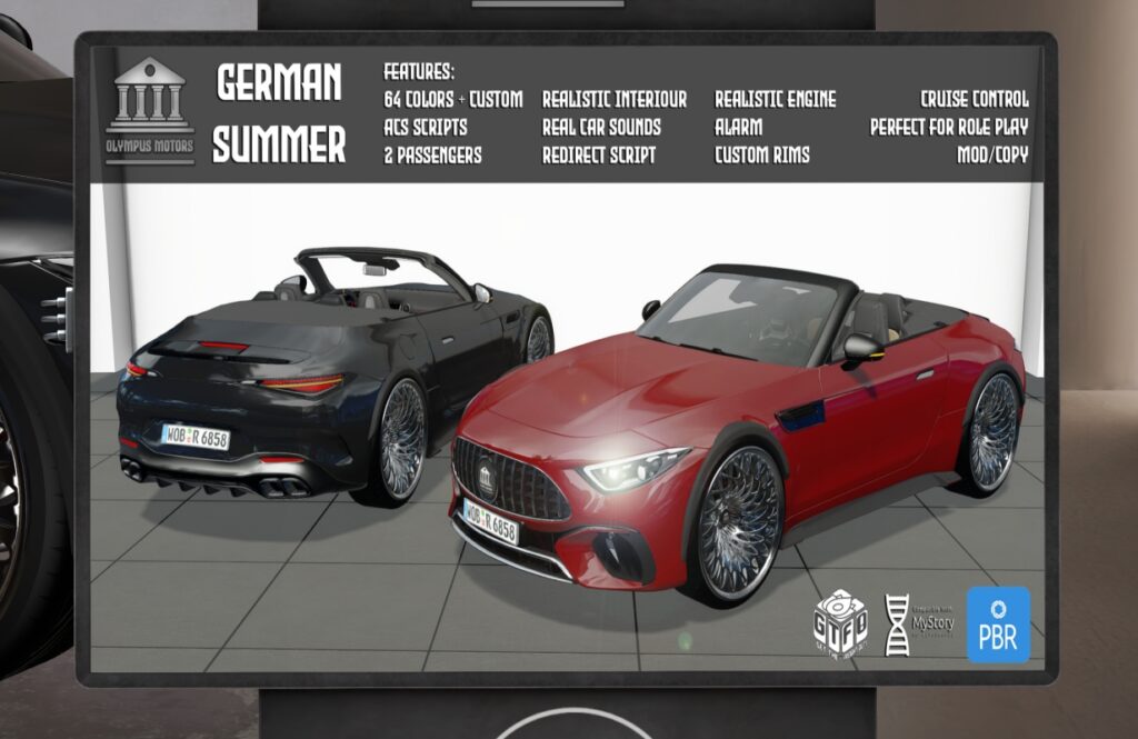 German Summer Driveable Car, L$999