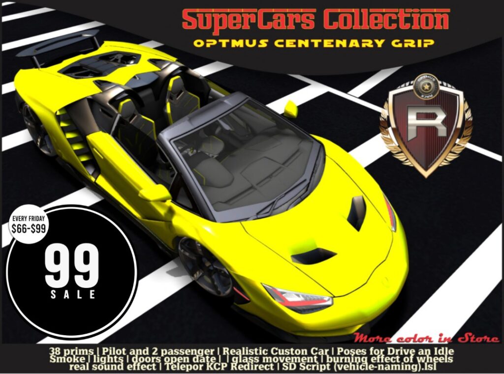 Optmus Centenary Grip Vehicle	<a href="http://maps.secondlife.com/secondlife/Rox%20Anar/108/109/4024" target="_blank">Teleport</a>