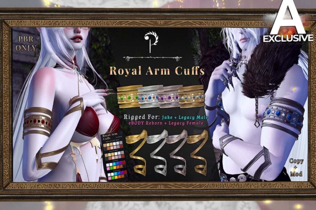 Royal Arm Cuffs - Jake/Legacy F+M/Reborn, L$499