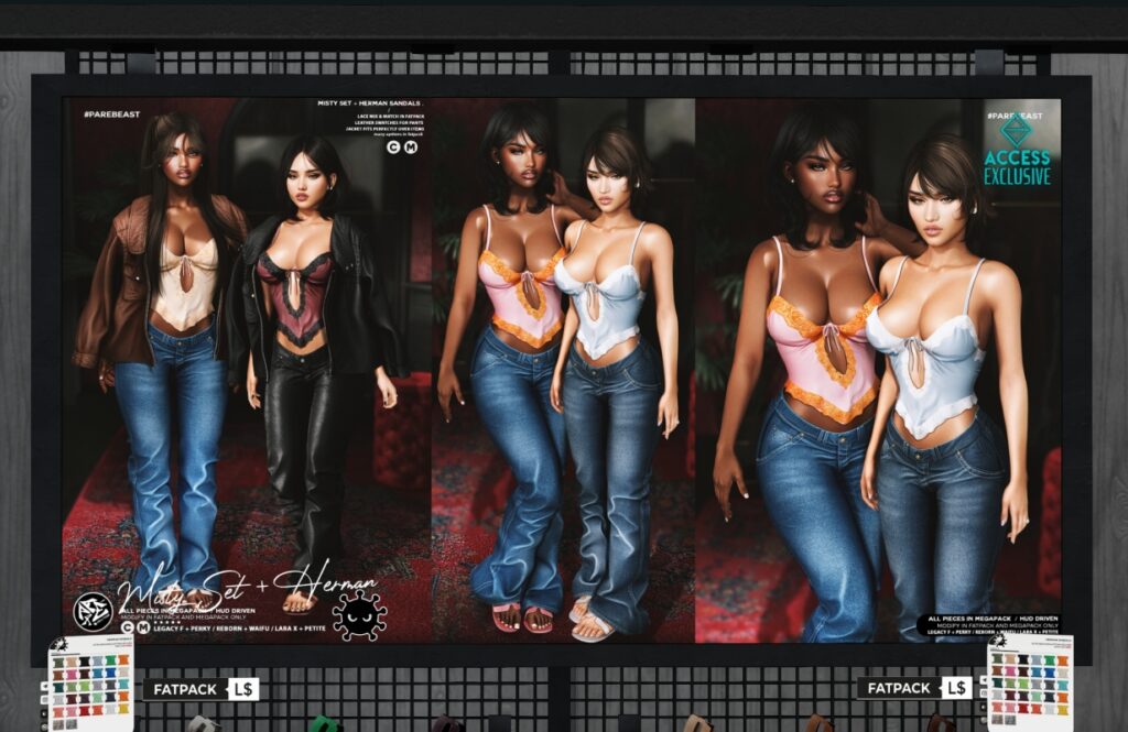 Misty Set &amp; Herman Sandals - Legacy/MaitreyaX/Reborn/+mods, L$285-L$400 each/L$450-L$1850 each FP/L$