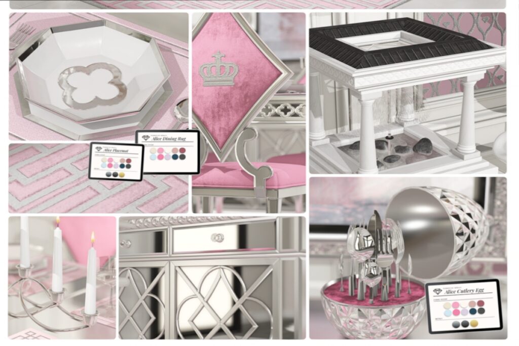 Alice Dining Collection, L$1755-L$2150 each