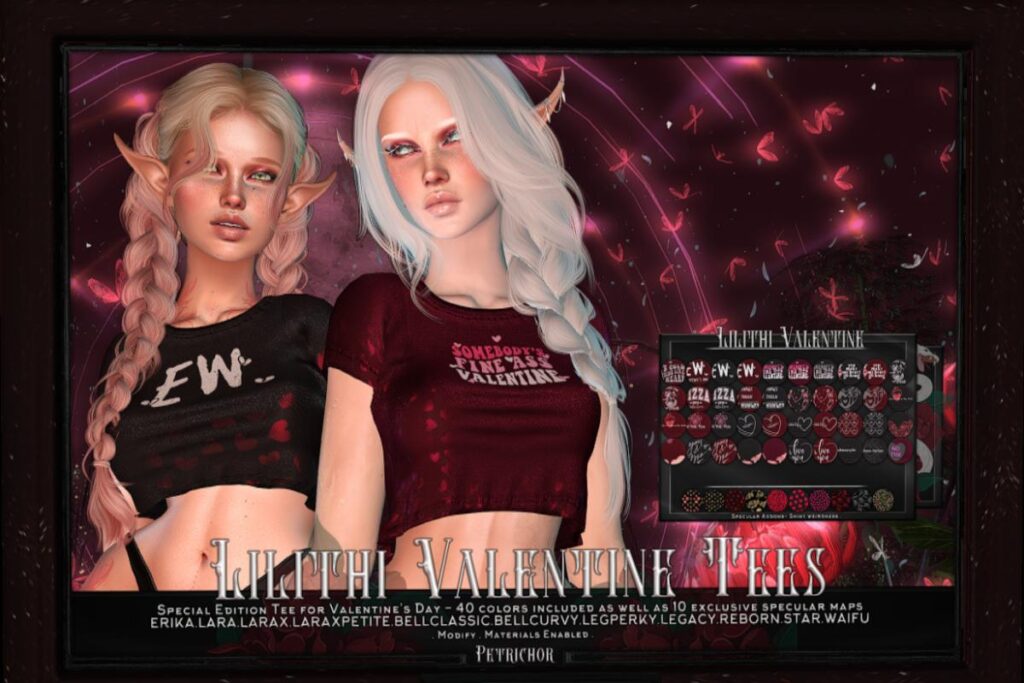 Lilithi Valentine's Tees - See Ad for Fits, L$449
