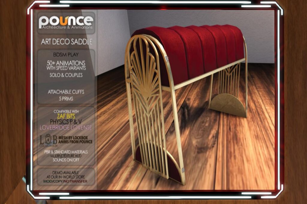 Art Deco Saddle, L$1200