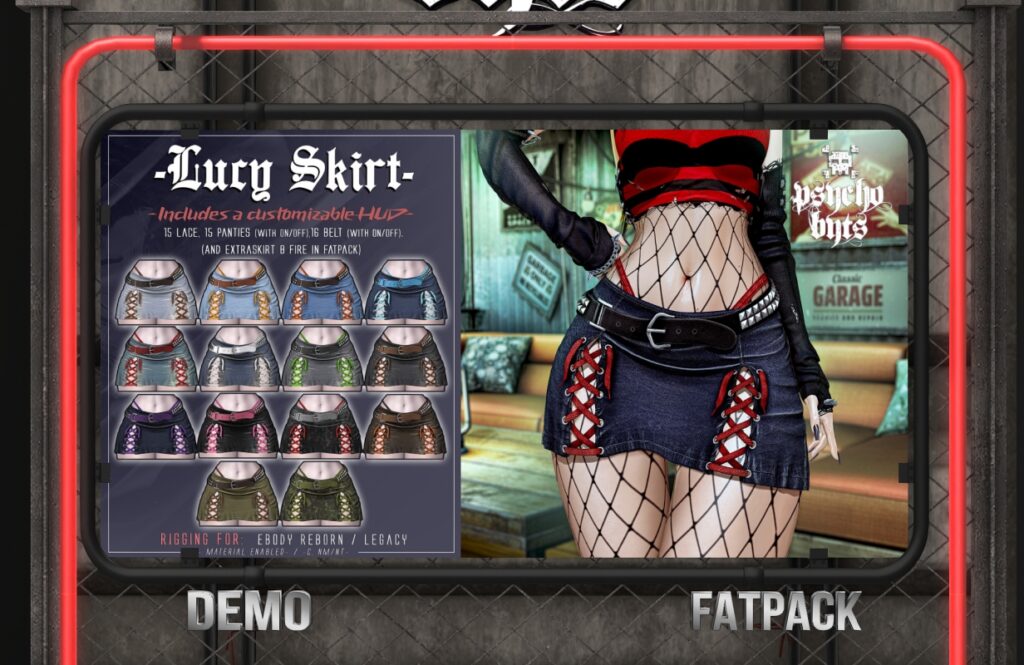 Lucy Skirt - Legacy/Reborn, L$250 each/L$2500 FP