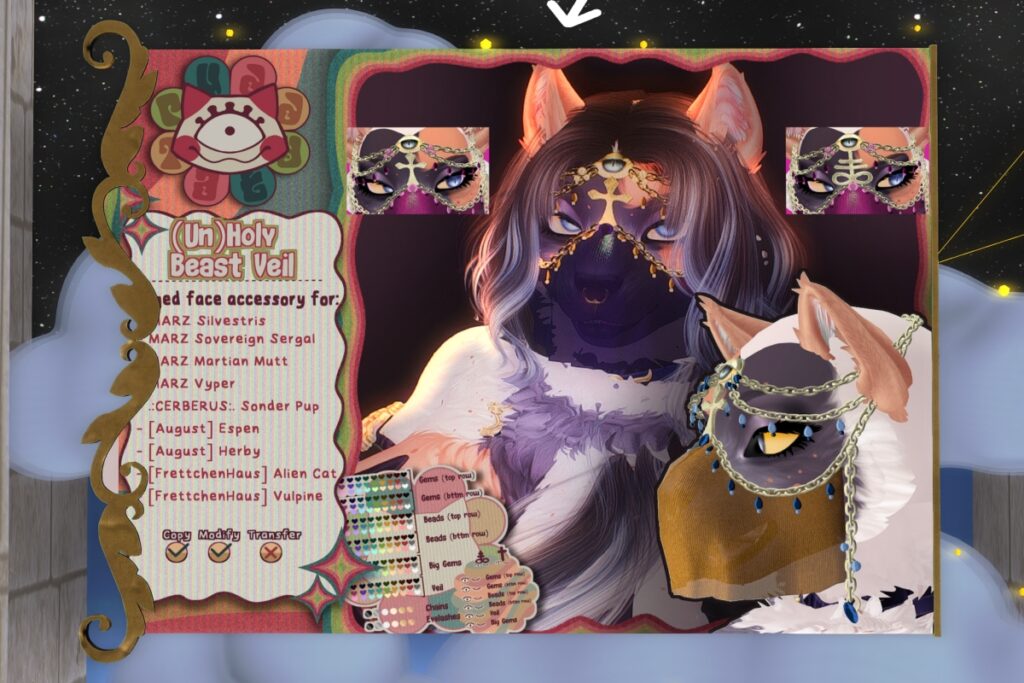 (Un)Holy Beast Veil - see ad for fits, L$425 each/L$3200 FP