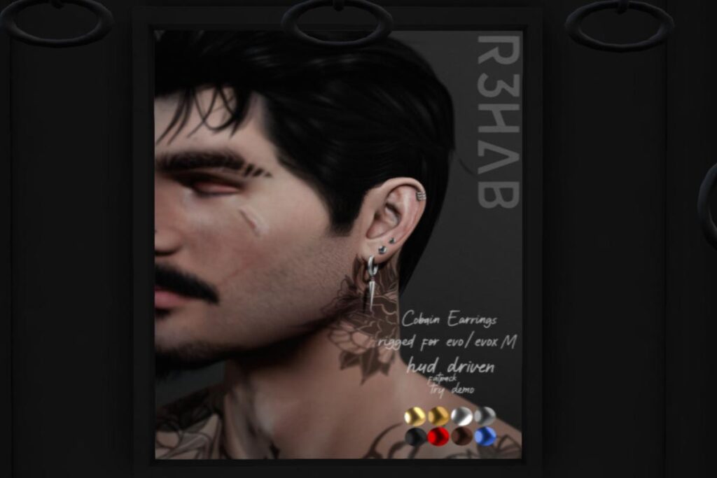 Cobain Earrings - EvoX M Ears, L$225 each/L$399 FP