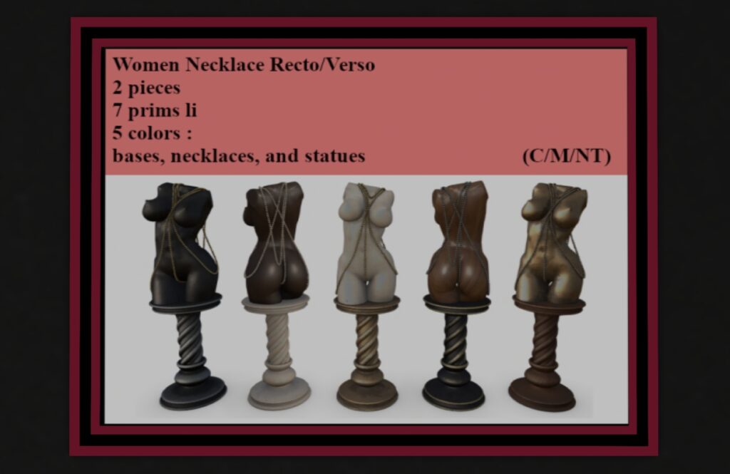 Women Necklace Recto/Verso Sculpture, L$400 FP