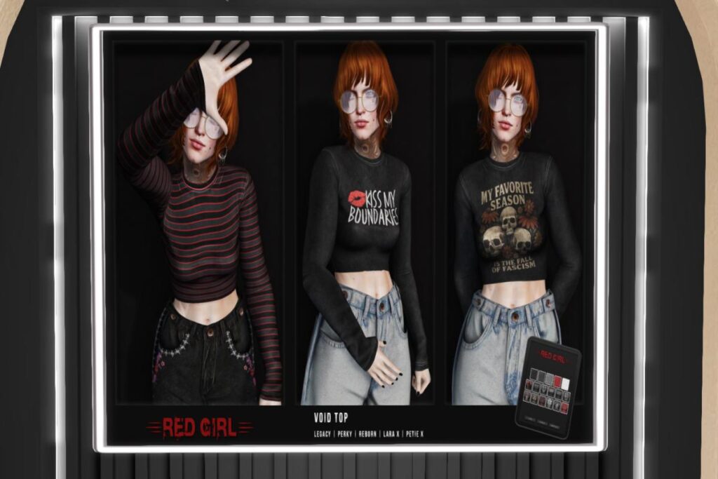 Void Top - Legacy/MaitreyaX/Reborn/+mods, L$275 each/L$600-L$650 each FP/L$1350 MP