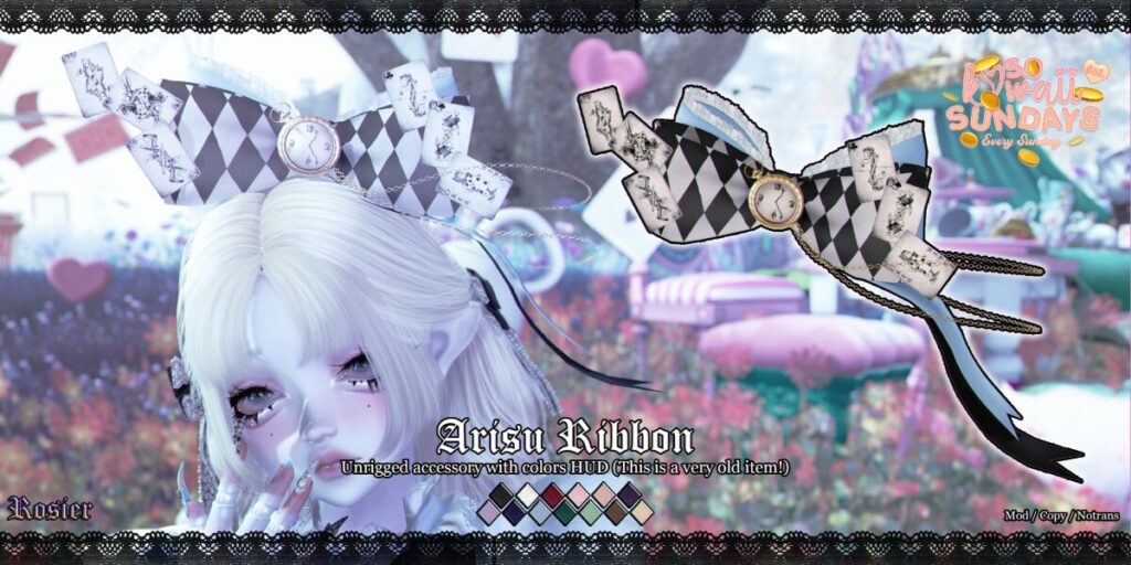 Arisu Ribbon	<a href="http://maps.secondlife.com/secondlife/Anhedonia/137/129/999" target="_blank">Teleport</a>