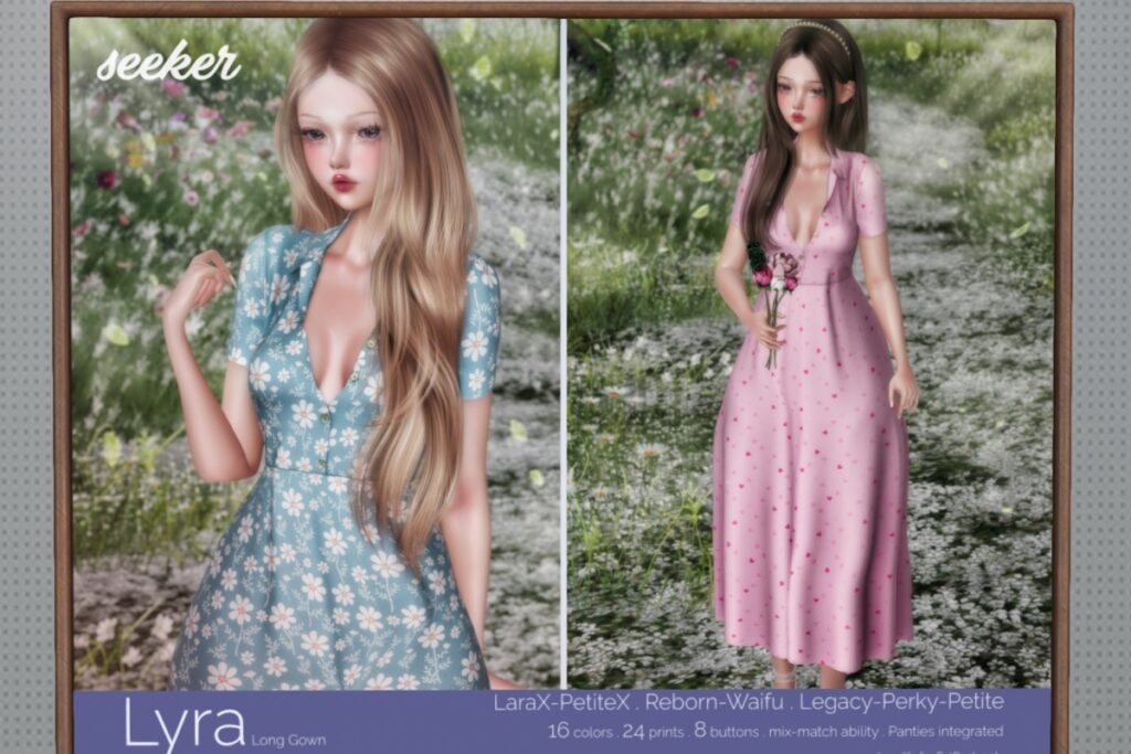 Lyra Long Gown - Legacy/MaitreyaX/Reborn/+mods, L$349 each/L$1299 FP