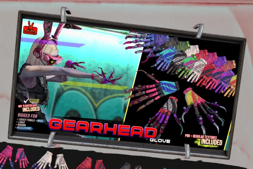 Gearhead Gloves - Jake/Legacy F+M/MaitreyaX/Reborn, L$299 each/L$999 FP