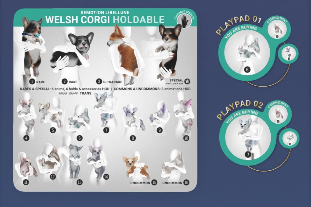 Welsh Corgi Holdable, L$88 per play