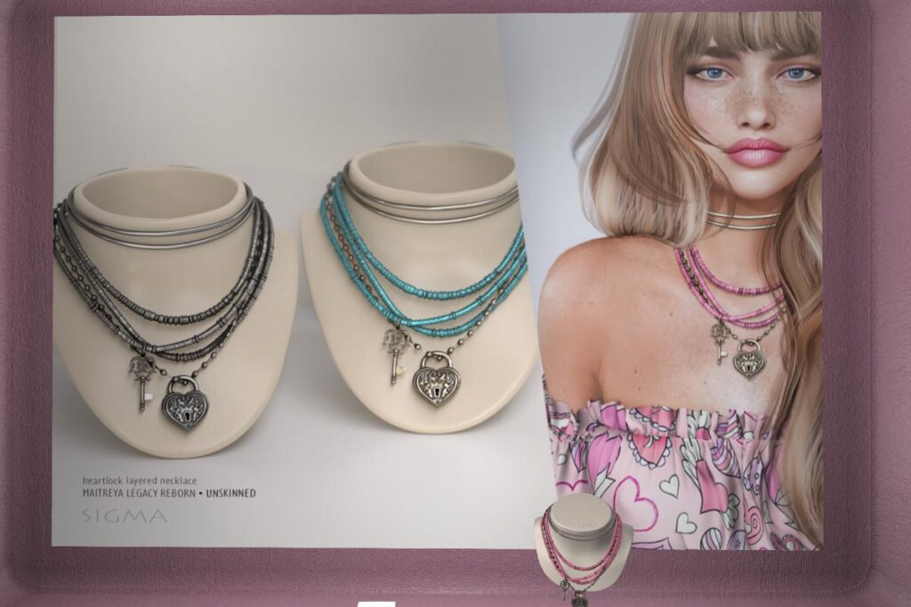 Heartlock Layered Necklace - Legacy/Maitreya/Reborn/Unrigged, L$320