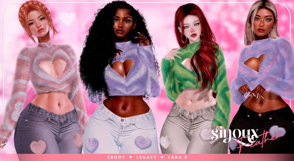 Feather Outfit - Legacy/MaitreyaX/Reborn	<a href="http://maps.secondlife.com/secondlife/Raphael/86/184/2006" target="_blank">Teleport</a>