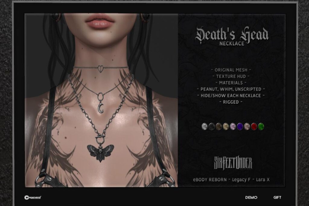 Deaths Head Necklace - Legacy/MaitreyaX/Reborn, L$299
