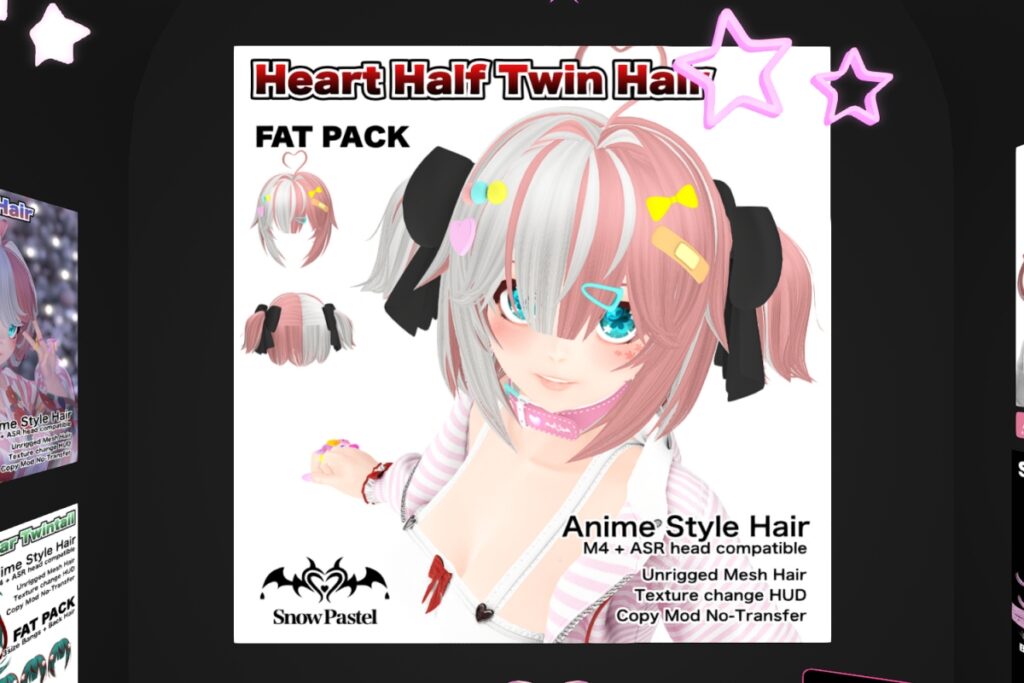 Heart Half Twin Hair - ASR Head/M4, L$500