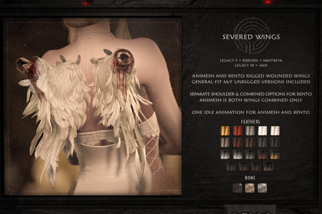 Severed Wings - Jake/Legacy F+M/Maitreya/Reborn, L$450