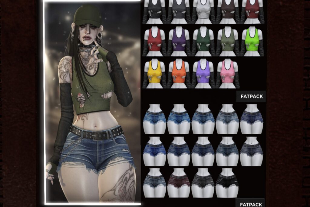 Zaira Tank &amp; Shorts - Legacy/MaitreyaX/Rebon/+mods, L$240-L$300 each/L$2500-L$2999 each FP/L$5399 MP