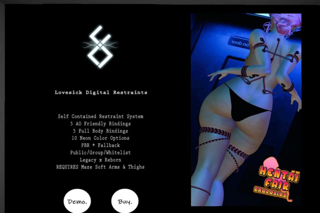 Lovesick Digital Restraints - Legacy/Reborn/+mods, L$1200