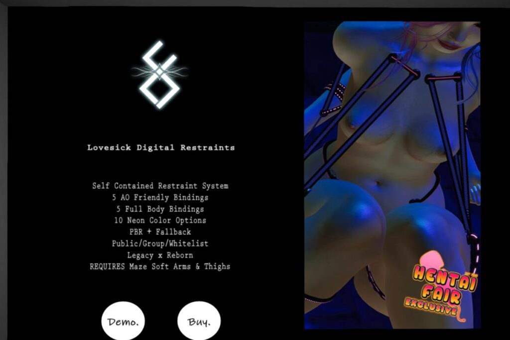 Lovesick Digital Restraints - Legacy/Reborn/+mods, L$1200