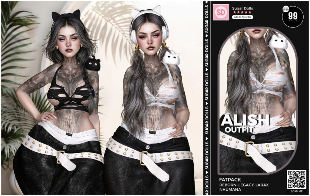 Alish Outfit - Legacy/MaitreyaX/Nhumana/Reborn	<a href="http://maps.secondlife.com/secondlife/Woodland%20Realm/191/191/23" target="_blank">Teleport</a>