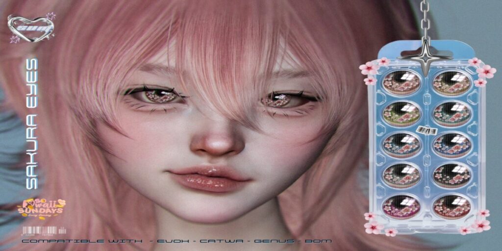 Sakura Eyes - BOM/Catwa/EvoX/Genus	<a href="http://maps.secondlife.com/secondlife/Viktel%20Aria/217/216/21" target="_blank">Teleport</a>