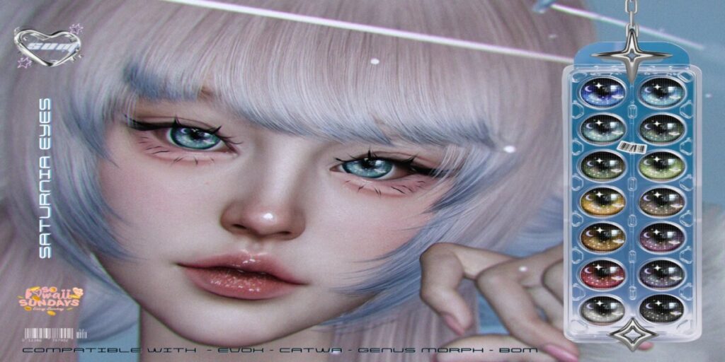 Saturnia Eyes - BOM/Catwa/EvoX/Genus	<a href="http://maps.secondlife.com/secondlife/Viktel%20Aria/217/216/21" target="_blank">Teleport</a>