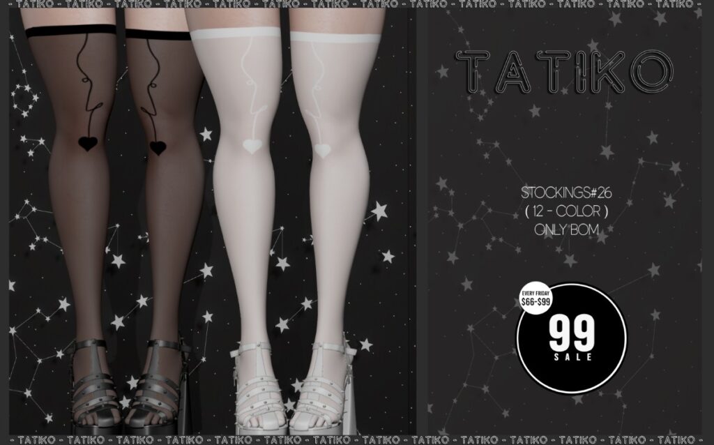 Stockings #26 - BOM	<a href="http://maps.secondlife.com/secondlife/Legends%20Place/116/126/1022" target="_blank">Teleport</a>