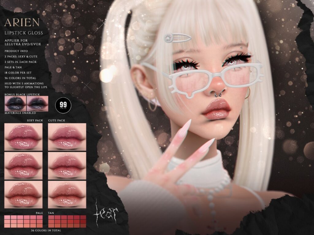 Arien Lipgloss - Evo/EvoX	<a href="http://maps.secondlife.com/secondlife/Hashira/150/190/3" target="_blank">Teleport</a>