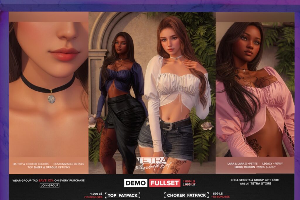 Elizabeth Set - Legacy/MaitreyaX/Reborn/+mods, L$149-L$249 each/L$1299-L$1699 each FP