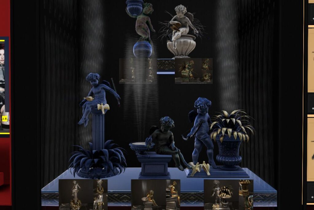 Cherished Love Cupid Sculpture, L$299 | Fountain of Love Sculpture, L$299 | Cupid's Serenity Sculpture, L$299