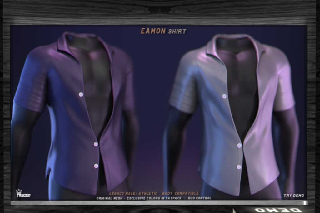 Eamon Shirt - Legacy/+mods, L$199 each/L$899 FP
