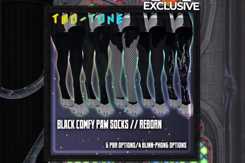 Black Comfy Paw Socks - Reborn/+mods, L$250 FP