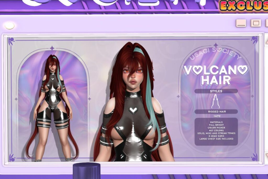 Volcano Hair, L$350 each/L$600 FP