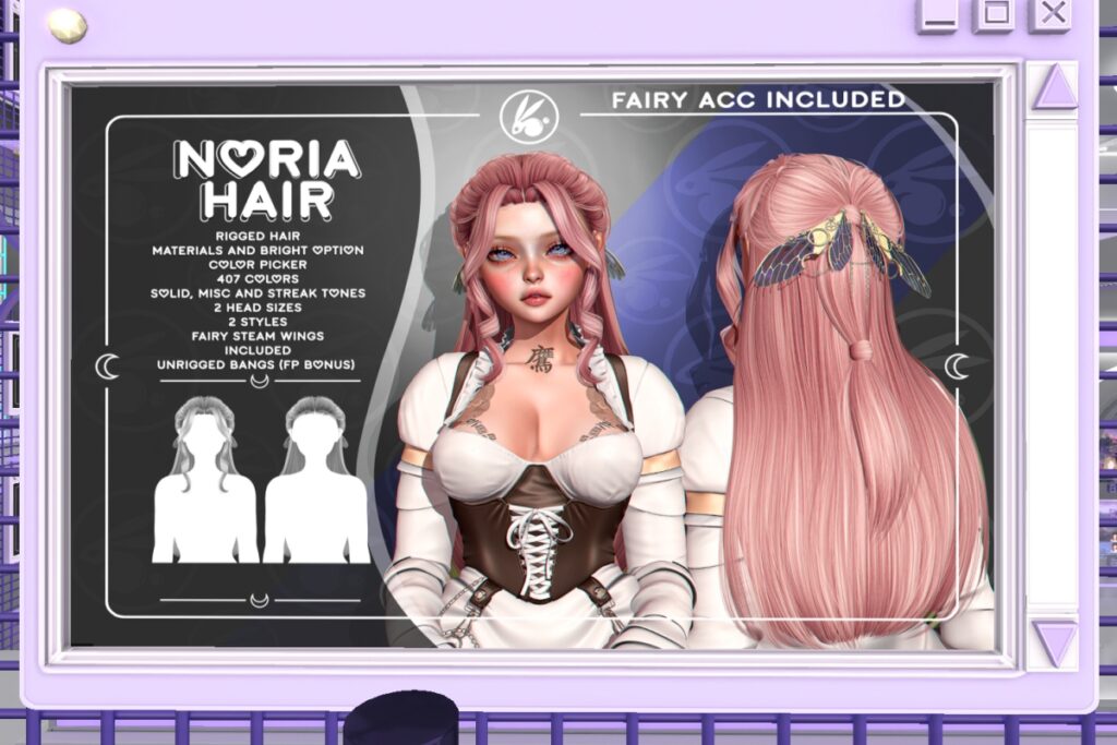 Noria Hair	<a href="http://maps.secondlife.com/secondlife/Hashira/191/33/2" target="_blank">Teleport</a>