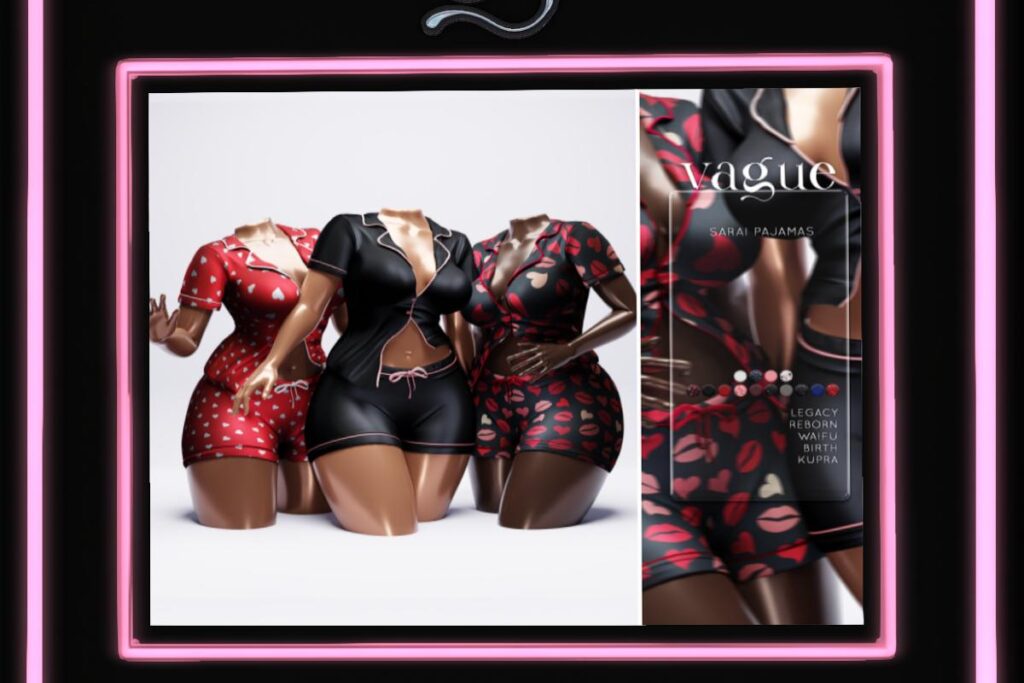 Sarai Pajamas - Inithium/Legacy/Reborn/+mods, L$299 each/L$2499 FP